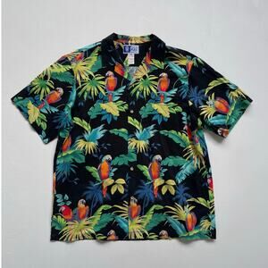 Vtg 90s RJC Colorful Hawaiian Tropical Parrot Aloha Shirt / Sz XL / Cotton